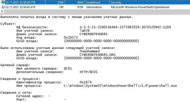 Попытка входа в систему