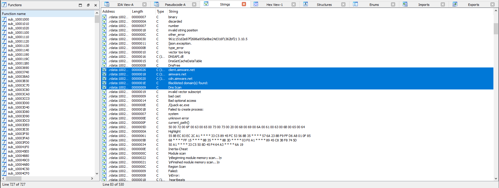 Черный список доменов в Quack-internal.dll