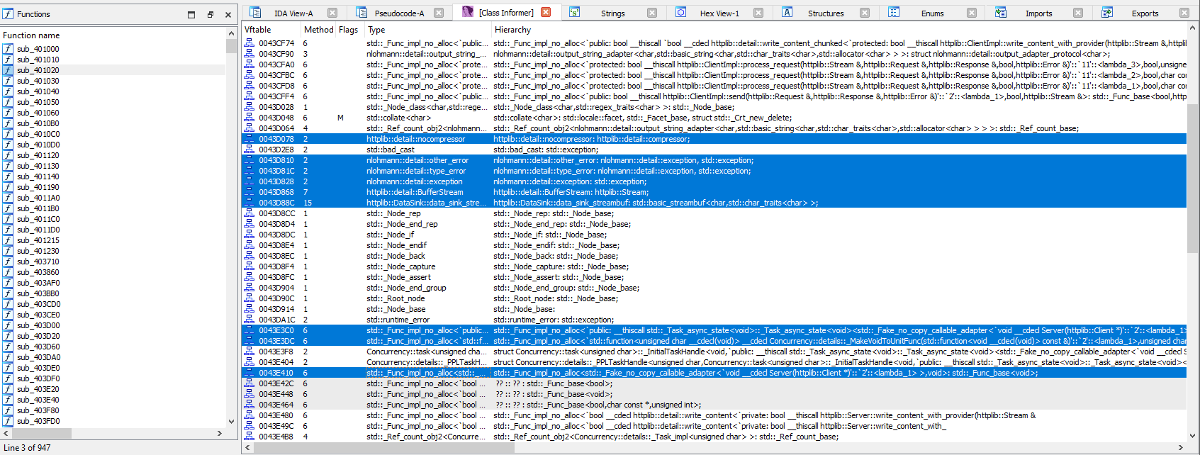 Найденные классы в Quack-ac.exe
