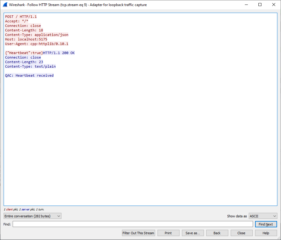 Пакет, пришедший от Quack-internal.dll к Quack-ac.exe