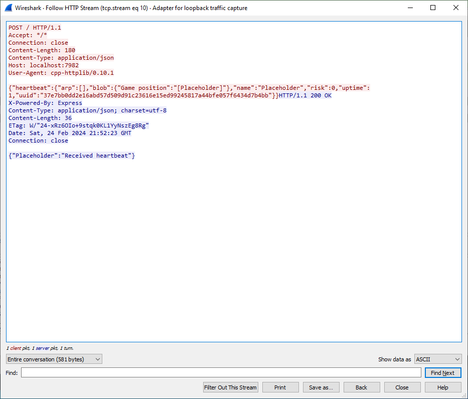Пакет от Quack-ac.exe к Master server
