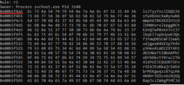 Адрес смещения 567-байтового ключа в памяти
